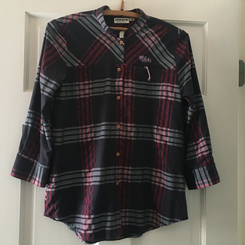 Maloja Women's XS blouse/shirt, UV-resistant, black/red/gray plaid